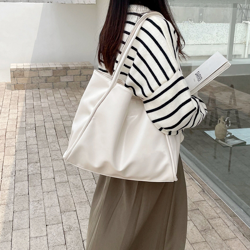 Μεγάλη τσάντα ώμου New Korea Style Τσάντα tote απλή σχεδίαση Μεγάλη χωρητικότητα κορίτσι γυναικών Casual τσάντα μασχάλης για ψώνια_voghion.com