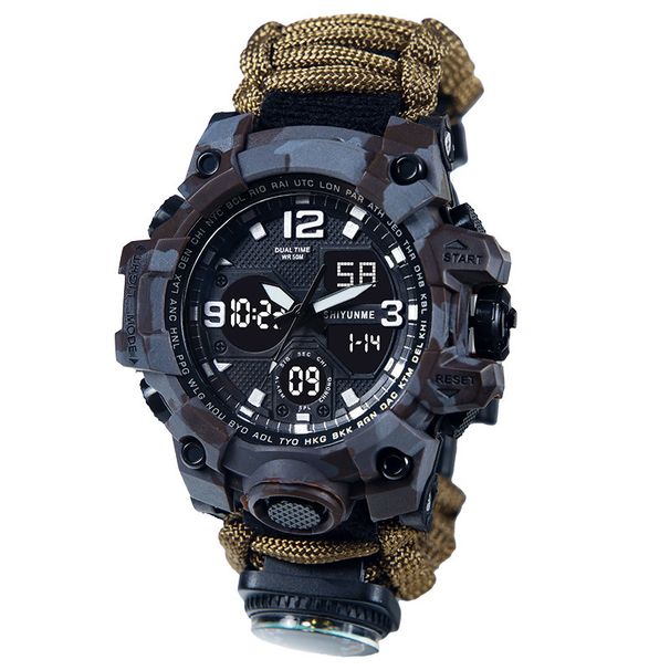 Cross Border Lifeline Elektronisch Horloge Dual Display Quartz Elektronisch Horloge Fluit Flint Kompas Horloge_voghion.com