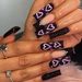Wear nail plate ultra-long water pipe black love print dot diamond matte glitter nail plate_voghion.com