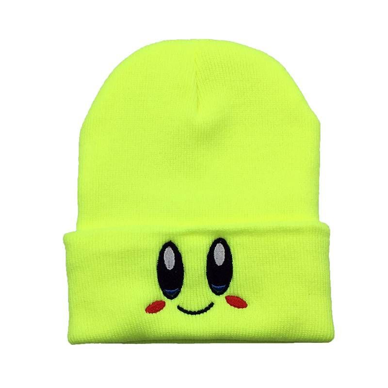Jesienna i zimowa czapka studencka Kirby z dzianiny Cute Smiling Face Haftowana czapka z dzianiny Ciepła bluza z kapturem_voghion.com