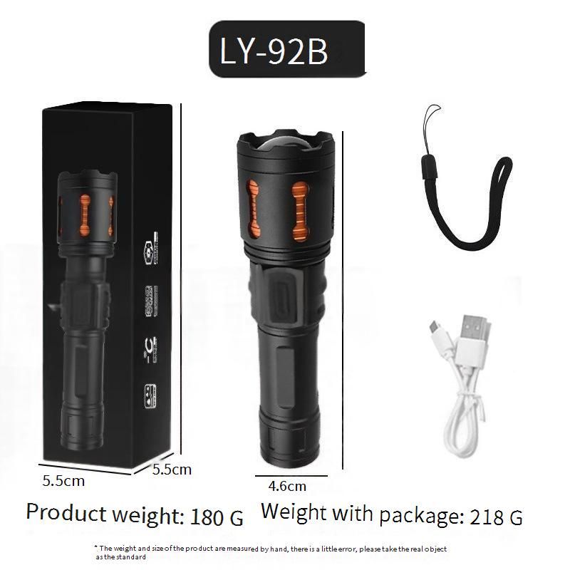 ​Professional LED Flashlight - Ultra Bright, Long-Range Zoomable With Digital Display, USB Rechargeable & Compact For Outdoor, Camping, Hiking​​_voghion.com