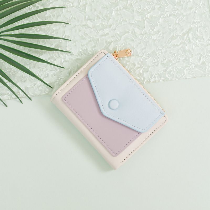 Coin Purses & Holders Splicing Short Wallet Ladies Wholesale Simple Cute Buckle Student Coin Purse Pu Multifunctional Small Card Holder_voghion.com