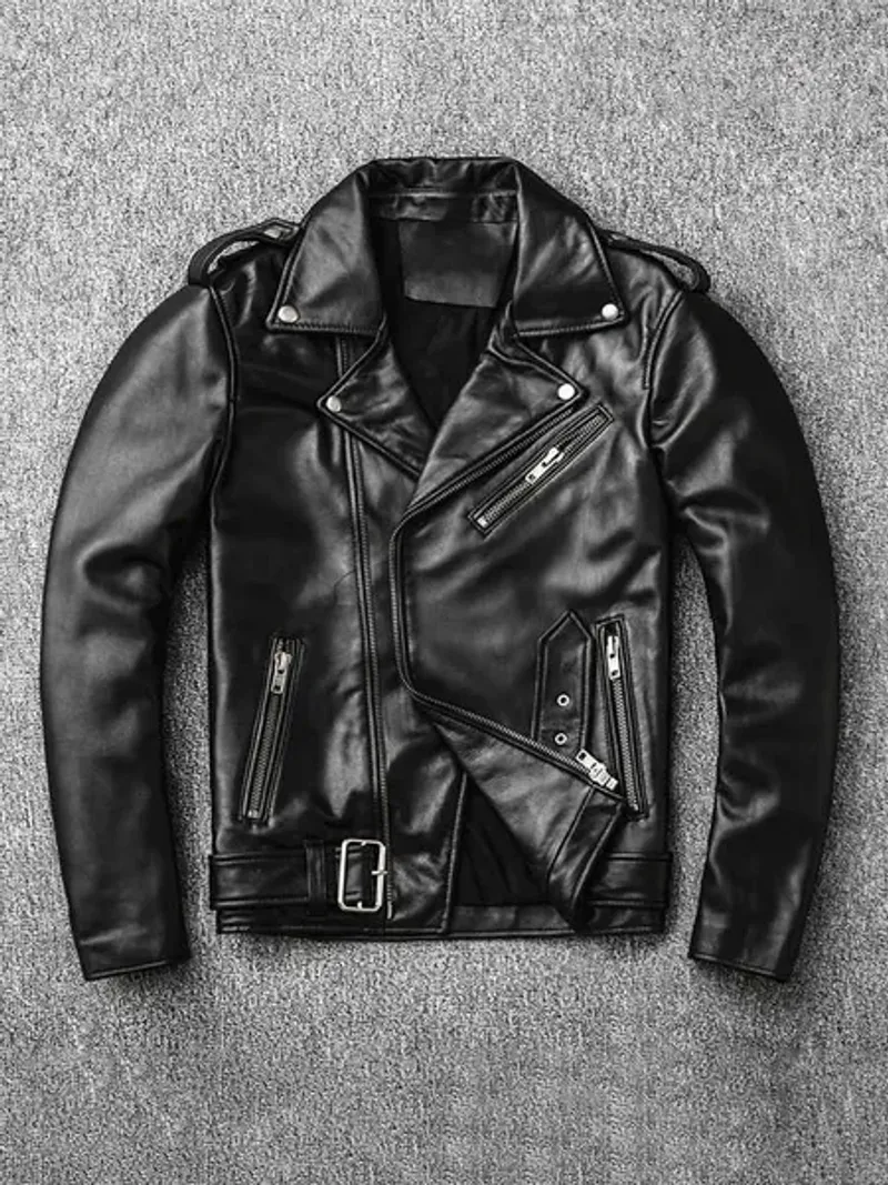 Giubbotti da motociclista da motociclista in finta pelle nera aderente primavera autunno Mauroicardi da uomo con cerniera taglie forti_voghion.com