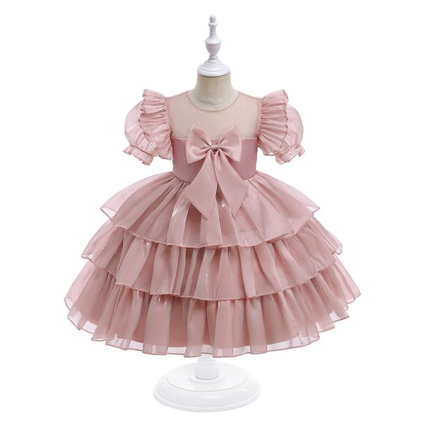 Mother & Kids Girls dress bow princess dress performance costume Christmas puffy cake dress flower girl wedding dress dress_voghion.com