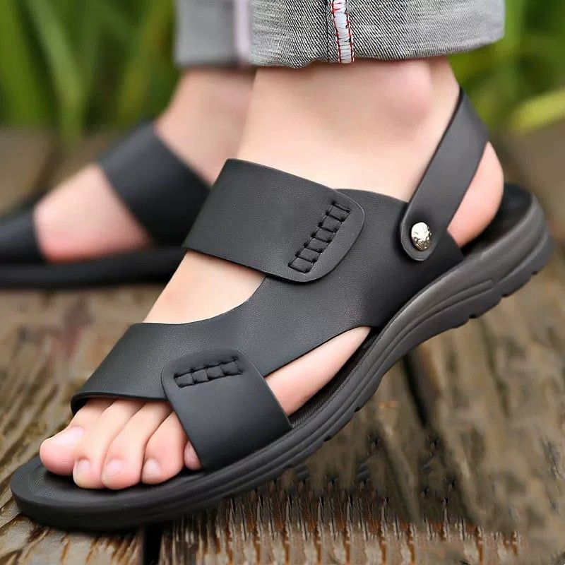 Sandalias para hombre, novedad de verano 2024, sandalias de cuero genuino, zapatos de playa de piel de vaca de gran tamaño, zapatos para hombre, sandalias informales_voghion.com