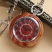Vintage Wooden Pocket Watch With Dual-Loop Chain - Unisex Quartz Timepiece In Natural Wood Finish (45mm Case, Alloy Strap, Multiple Color Options)_voghion.com