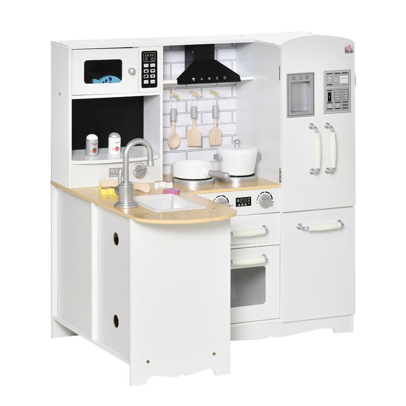 Large Play Kitchen With Full Set Of Appliances For A Modern Day Pretend Kitchen, Tons Of Storage, Corner Play Kitchen Set With Sound Effect, Educational Pretend Role Playset Game_voghion.com
