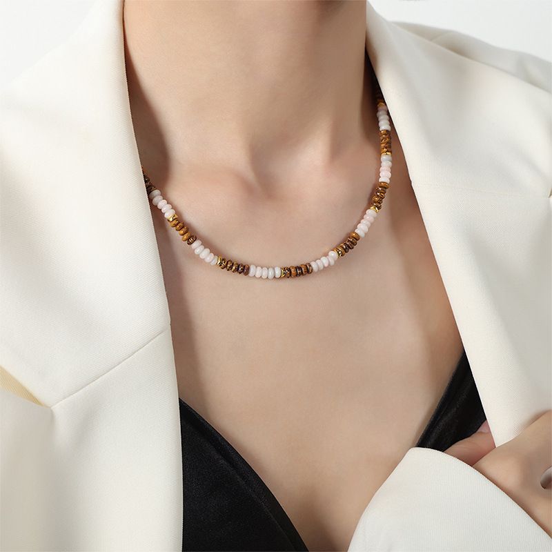 Novo colar retrô de luxo com luz, pedra tianhe natural de alta qualidade, pedra olho de tigre, colar feito à mão com miçangas, joia feminina_voghion.com