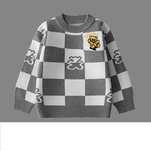 Kinderpullover aus reiner Baumwolle, Jungenpullover für Babys, mit Flor, verdicktem Baumwollfaden, Herbst- und Winter-Jungen-Threadline_voghion.com