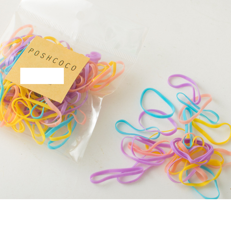 Unisex Small rubber band Jelly color High stretch Macaron disposable rubber band hair tie about 10g bag_voghion.com
