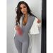 Women's Long Sleeve Jumpsuit With Metallic Zipper - Stylish & Comfortable One-Piece Outfit For Fall/Winter_voghion.com
