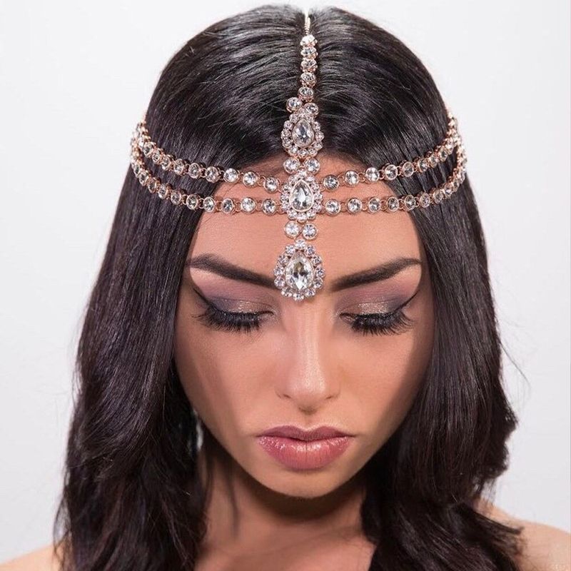 Accessori alla moda, stile etnico personalizzato con diamanti, catene per la fronte multistrato, catene per capelli_voghion.com