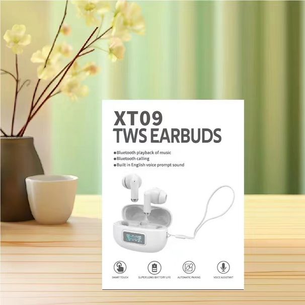 XT09 Bluetooth-hoofdtelefoon Digitaal display TWS-kwaliteit Draadloos Sport In-ear Langeafstandsmarkering_voghion.com