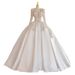 Elegante abito da sposa francese con maniche lunghe, scollo a V, abito da ballo in raso con dettagli in pizzo per la sposa_voghion.com