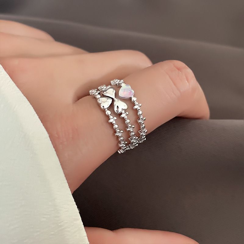 Stempel VENUS Sier Kleur Maansteen Multi-Storey Ring voor Vrouwen Meisje Cadeau Liefde Hart Sieraden Dropship_voghion.com
