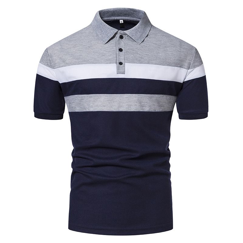 Men's Fashion Versatile Short-Sleeved T-Shirt Splicing Casual Short-Sleeved T-Shirt Polo Shirt _voghion.com