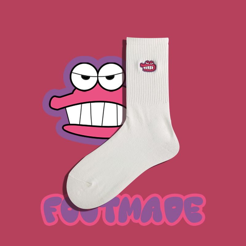 Women's Breathable Pink Embroider Socks_voghion.com