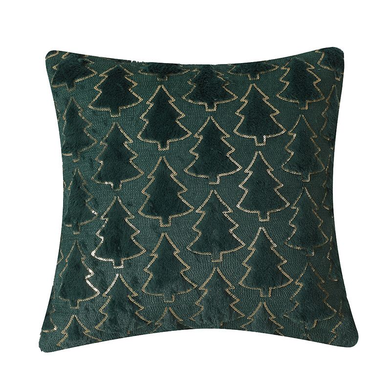 Christmas Pine Pattern Plush Back Pillow Cover Bedroom Sofa Rest Cushion Cover Does Not Contain Core_voghion.com