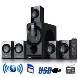 beFree Sound 5.1 Channel Surround Sound Bluetooth Speaker System in Black_voghion.com