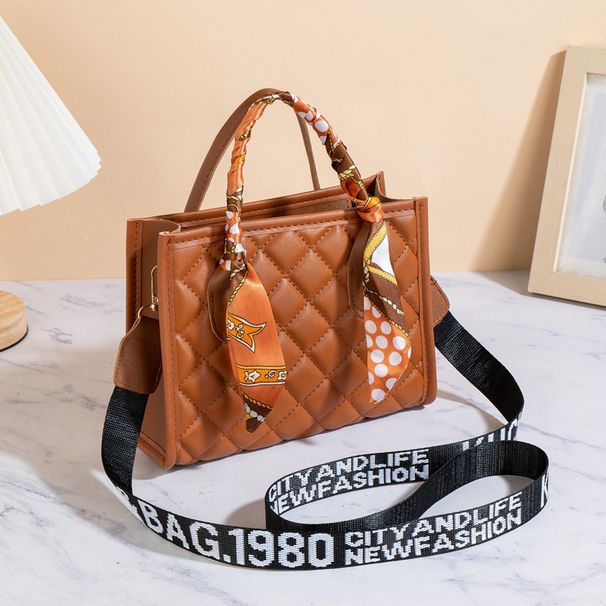 Luxury Printed Scarf Shoulder Bag - Women's Versatile Crossbody Handbag With Wide Strap (Elegant Small Square Purse)_voghion.com