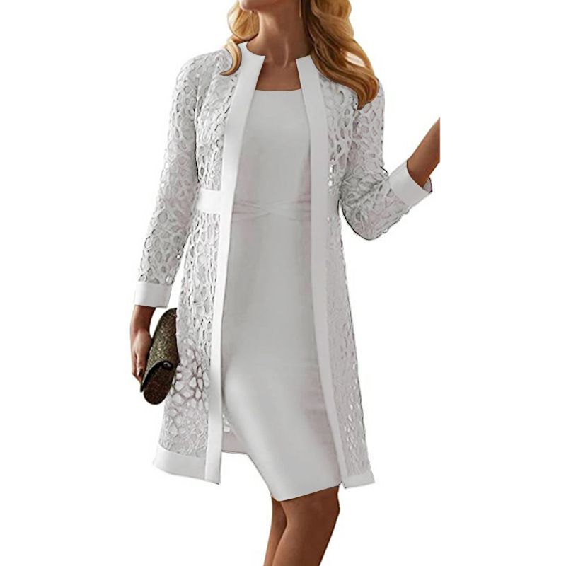 Vêtements pour femmes Nouvelle robe cardigan en dentelle colorée pour femmes Deux manteaux_voghion.com