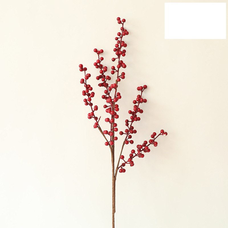 Decorarea casei en-gros Crăciun fructe roșii mic Holly stil INS producător de flori artificiale pentru nunta transfrontalieră floare artificială MW61201_voghion.com