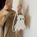 Mini borsa a tracolla fantasma spettrale – Borsa rotonda di Halloween giocosa per donna, piccola borsa a tracolla in PU con tracolla regolabile, carina e alla moda_voghion.com