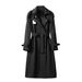 Noir Trench – Cappotto a trapezio ispirato ad Audrey con fodera spessa (capo minimalista di piccola lunghezza)_voghion.com