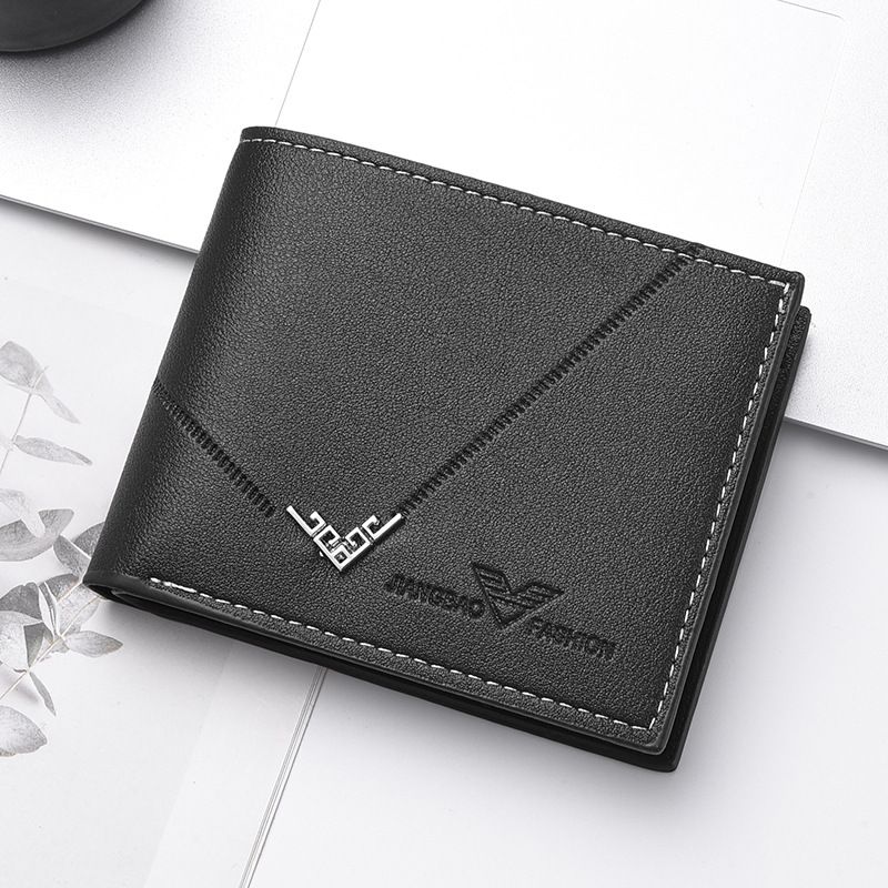 New Men's Wallet Men's Short Wallet Men's Youth Simple And Fashionable Multi-card Business Horizontal Splicing Wallet_voghion.com