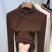 Camicia a maniche lunghe termica a coste slim fit in stile europeo di Hong Kong per ragazza 2025 autunno inverno nuovo collo alto interno_voghion.com