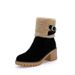 Women's warm snow boots thick heel round toe buckle large size Martin boots cotton boots_voghion.com