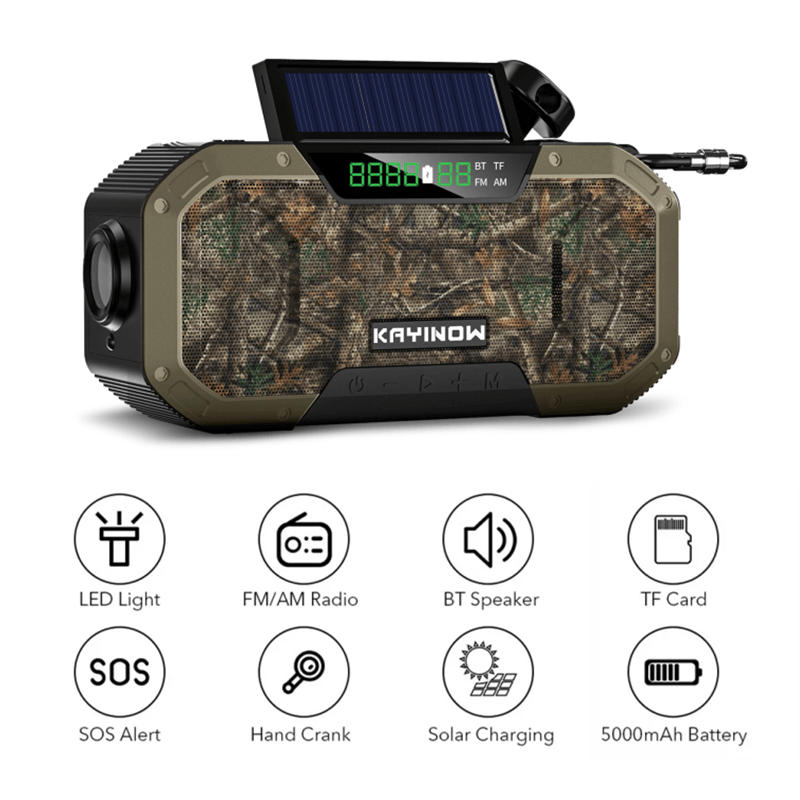 Solar Radio Hand Crank Emergency Flashlight Reading Light AM FM NOAA Phone Charger SOS Alarming Outdoor Survival Power Bank_voghion.com