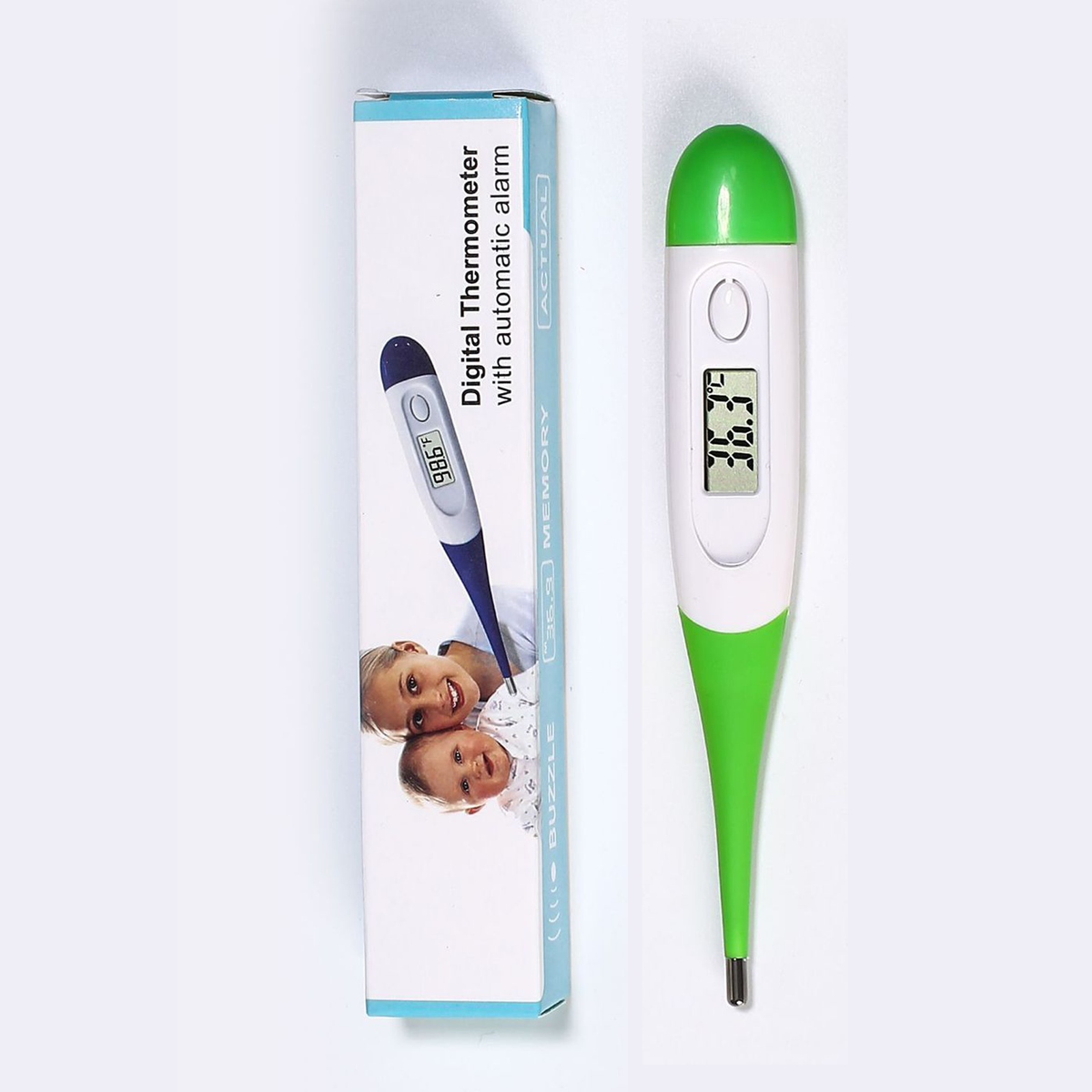 Elektronisches Digitales Thermometer, Weicher Kopf, Heim-Erste-Hilfe-Set, Fieber, Baby, Erwachsener Kopf, Orales Achselhöhlen-Temperaturmessgerät_voghion.com