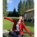 Red Knitted Cardigan For Women Early Atmosphere Outfit Braided Sweater Spring Autumn Coat Top_voghion.com