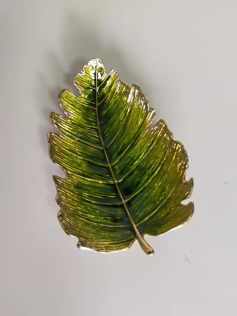 Nordic luxury handicraft wutong gingko leaf gold ring tray jewelry plate metal decoration wedding gift_voghion.com