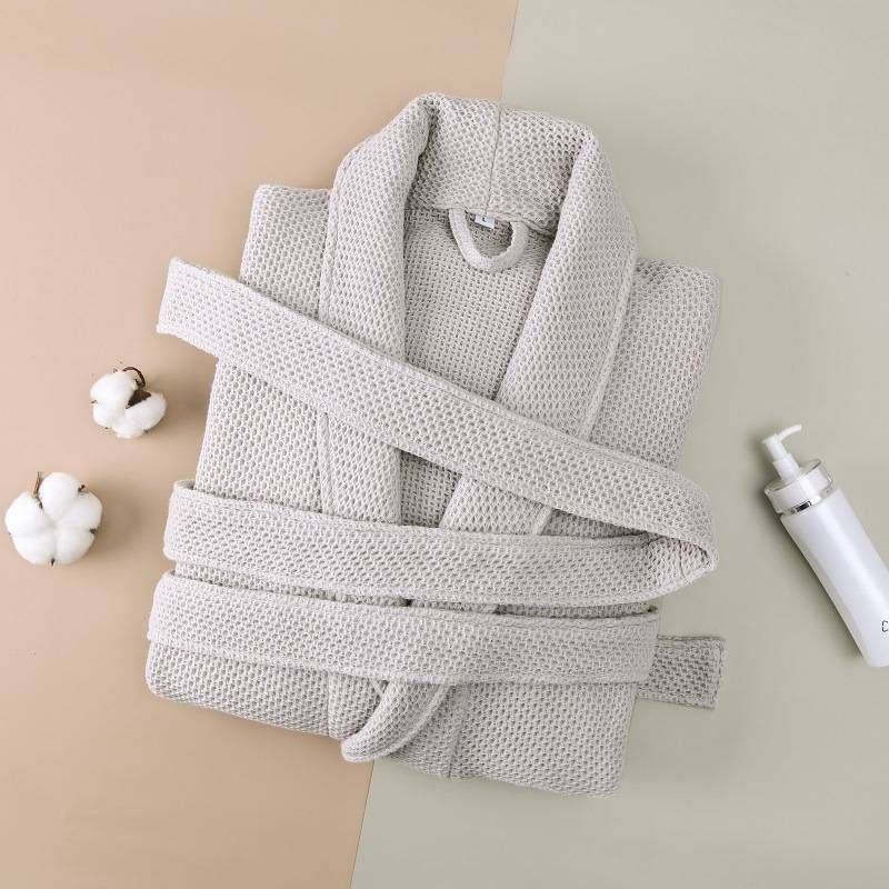 Bathrobe Cotton Honeycomb Autumn And Winter Men And Women Bath Bathrobe High End Cotton Nightgown Home Clothes_voghion.com