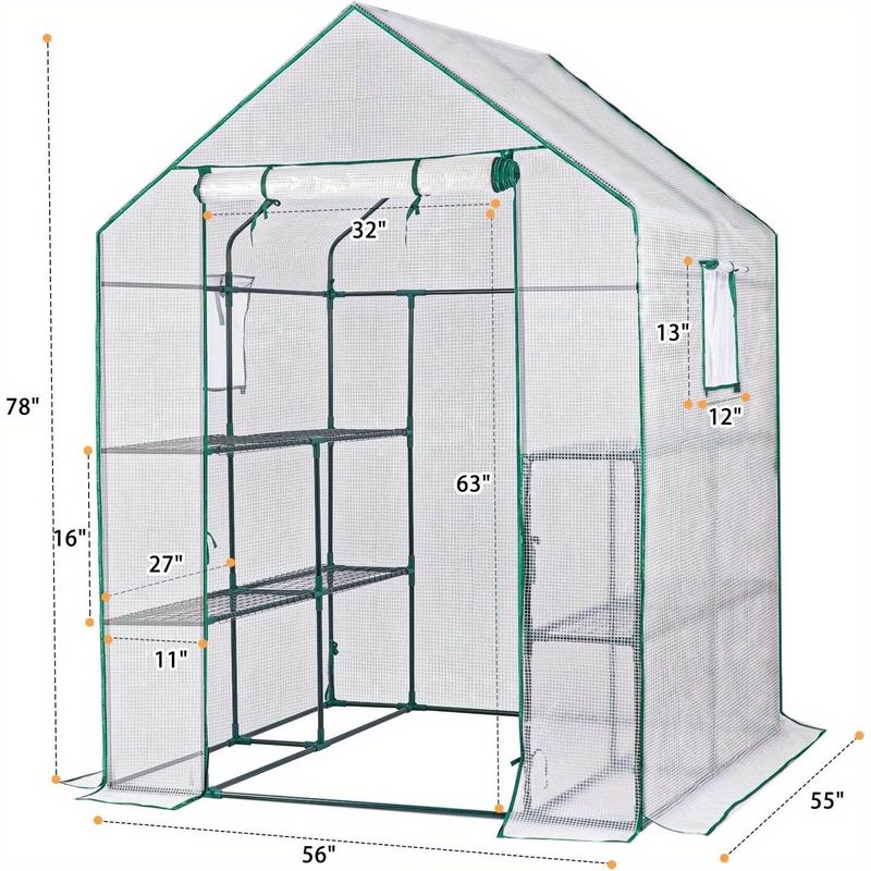 Quictent Greenhouse For Outdoors, 56x56x77-inch Portable Heavy Duty Walk-in Green Garden Hot House For Outside Indoor W/ Screen Door & Window,_voghion.com