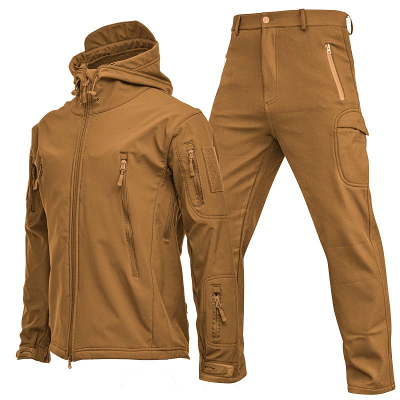 Heren Outdoor Shark Skin Soft Shell Jas Set - Winddicht Militair Tactisch Pak met Fleece Voering voor Lente/Herfst/Winter_voghion.com