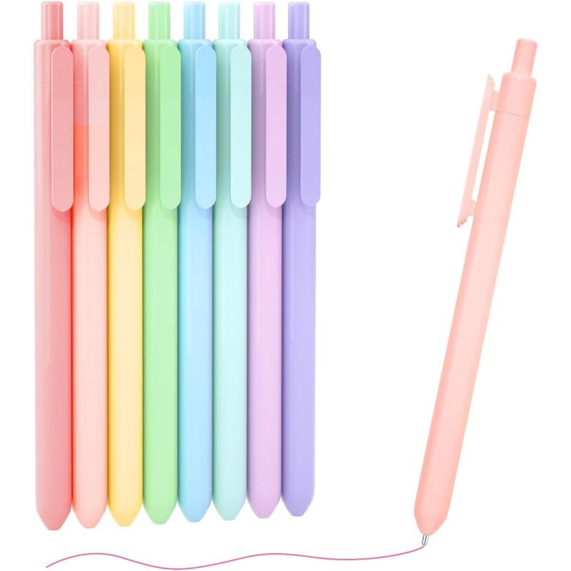 Colored Retractable Gel Pens 8 Pastel Ink Colors Cute Pens 0.7mm Fine Point Quick Drying For Black Paper Writing Drawing Journa_voghion.com