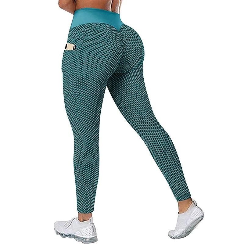 Damen-Hüfttasche, Wabenmuster, hohe Taille, große Größe, Yogahose, lässige Fitness-Damenhose_voghion.com