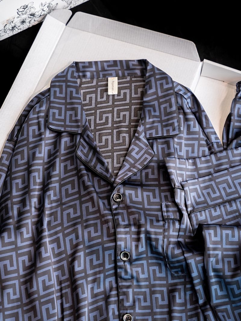 Underwear & Sleepwears high end men's spring and summer ice silk long sleeved thin home clothes suit_voghion.com