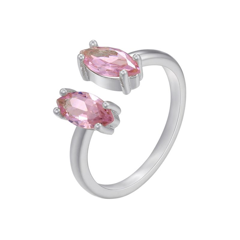 Neuer Stil Marquise Zirkon Offener rosa Diamant Rhombus Ring Vergoldet VJ365_voghion.com