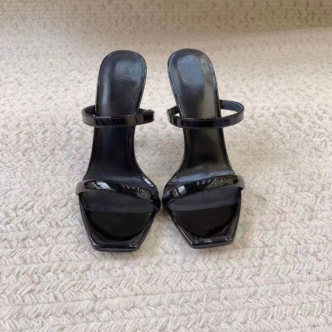 Black One-Strap High Heel Sandals For Women Summer 2025 New Style Elegant High-End Comfortable Square Open Toe Women's_voghion.com