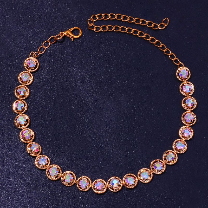 Schmuck Neuartiges, farbenfrohes, mit Diamanten besetztes Fußkettchen für Damen, modisches, alltagstaugliches Fußkettchen mit Kreisen am Strand_voghion.com