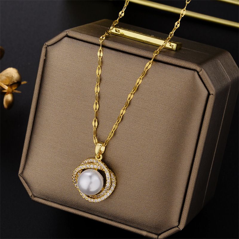 Mode Rvs Whirlpool Parel Vogelnest Vorm Hanger Ketting voor Vrouwen Korte Ketting Choker Sieraden Beste Cadeau_voghion.com