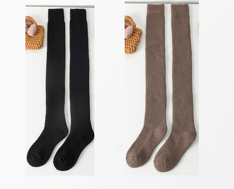 2 pairs of wool long tube knee thick socks children's winter velvet warm ladies stockings autumn and winter Terry high stockings_voghion.com