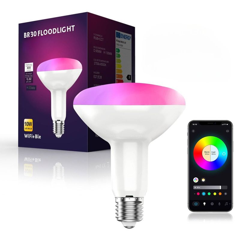 Becuri Smart Wifi Bluetooth Dimming Color Telecomanda Alexa Voice Bec 11W_voghion.com