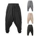 Haremshose für Herren, Baumwolle, Leinen, tiefer Schritt, gemütlich, Streetwear, lockere Passform, atmungsaktiv, leicht, lange Hose, Jogger_voghion.com