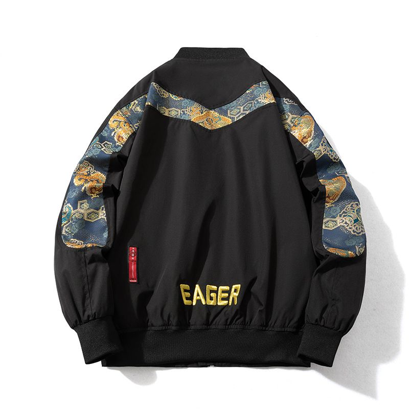 ​​Bomberjacke mit chinesischer Drachenstickerei für Herren – Baseballmantel aus dicker Baumwolle im Streetwear-Stil (M-XXXL, Schwarz/Blau)​​_voghion.com
