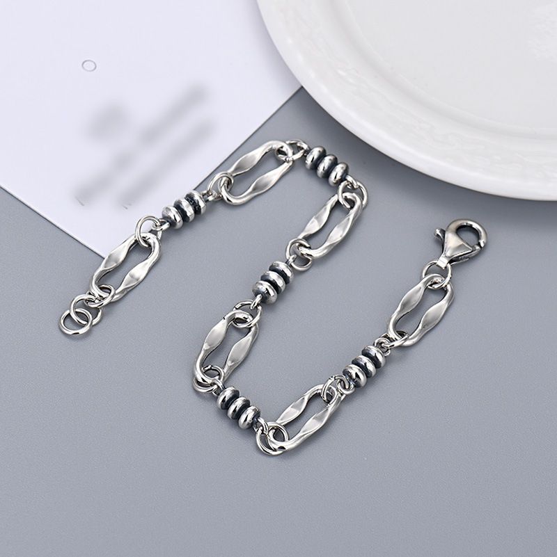 Bracciale in argento tailandese Jinyili S Cylinder, irregolare, lungo e con cerchio, per uomo e donna, stile hip-hop_voghion.com